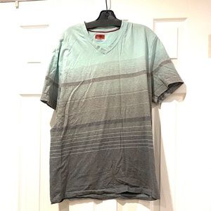 Alfani Men’s Slim Cut Stripe Grey Green Tee shirt